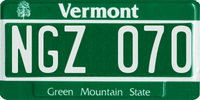 VT license plate NGZ070