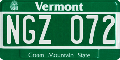 VT license plate NGZ072