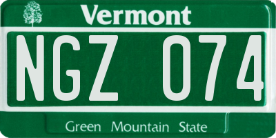 VT license plate NGZ074