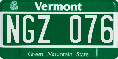 VT license plate NGZ076