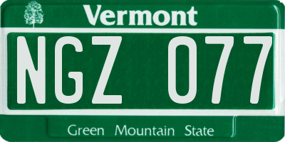 VT license plate NGZ077