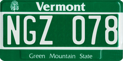 VT license plate NGZ078