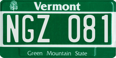 VT license plate NGZ081
