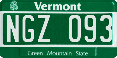 VT license plate NGZ093