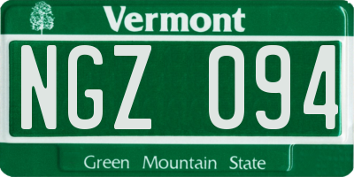 VT license plate NGZ094