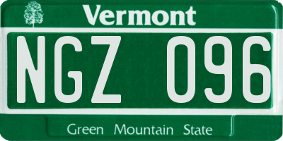 VT license plate NGZ096