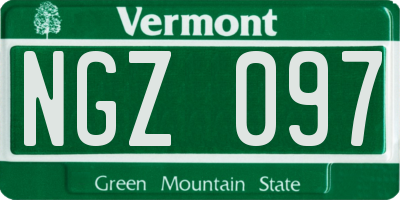 VT license plate NGZ097