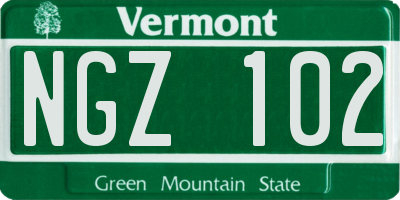 VT license plate NGZ102