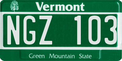 VT license plate NGZ103