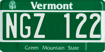 VT license plate NGZ122