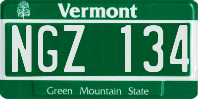VT license plate NGZ134