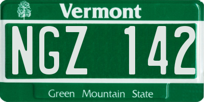 VT license plate NGZ142