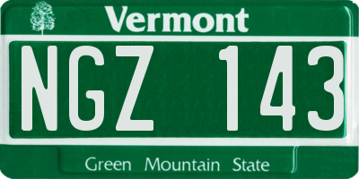 VT license plate NGZ143
