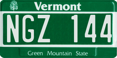 VT license plate NGZ144