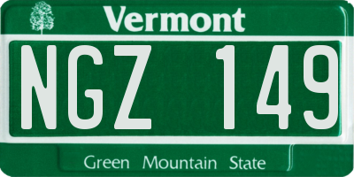 VT license plate NGZ149