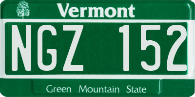 VT license plate NGZ152