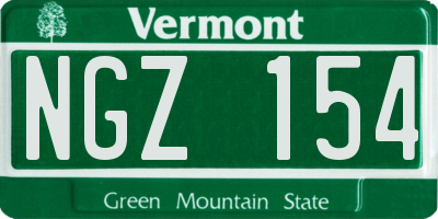 VT license plate NGZ154