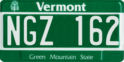 VT license plate NGZ162