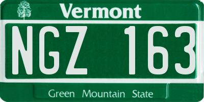 VT license plate NGZ163