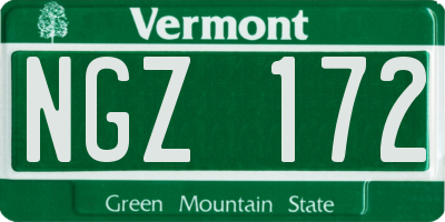 VT license plate NGZ172
