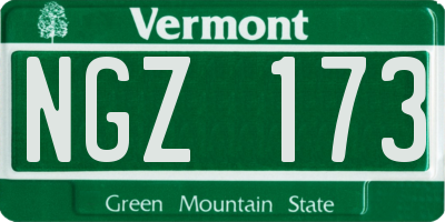 VT license plate NGZ173