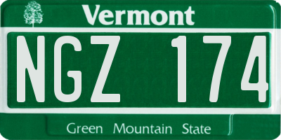 VT license plate NGZ174