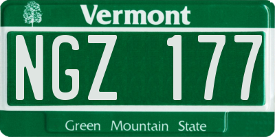 VT license plate NGZ177
