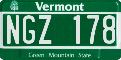 VT license plate NGZ178