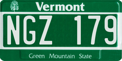 VT license plate NGZ179
