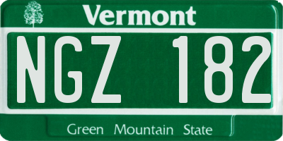 VT license plate NGZ182