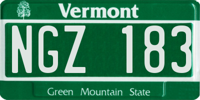 VT license plate NGZ183