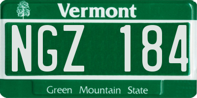 VT license plate NGZ184
