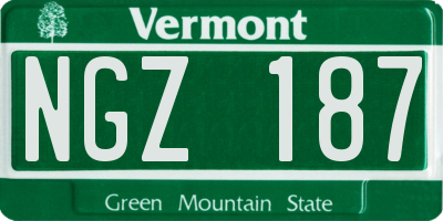 VT license plate NGZ187