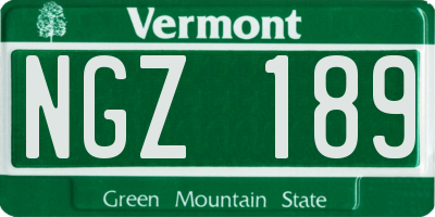 VT license plate NGZ189