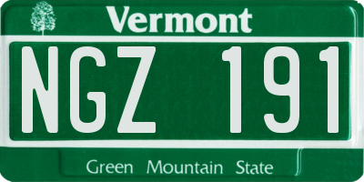 VT license plate NGZ191