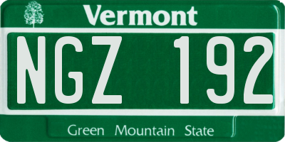 VT license plate NGZ192