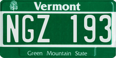VT license plate NGZ193