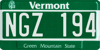VT license plate NGZ194