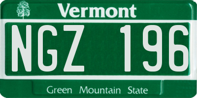 VT license plate NGZ196