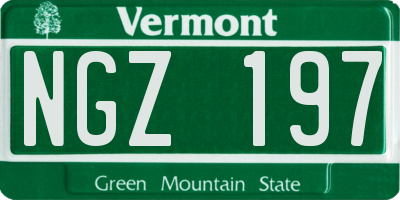 VT license plate NGZ197