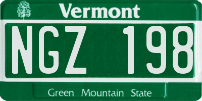 VT license plate NGZ198