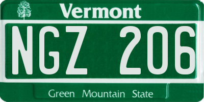 VT license plate NGZ206