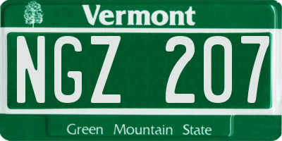 VT license plate NGZ207