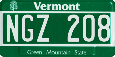 VT license plate NGZ208