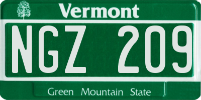 VT license plate NGZ209