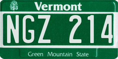VT license plate NGZ214