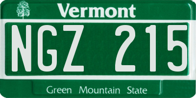 VT license plate NGZ215