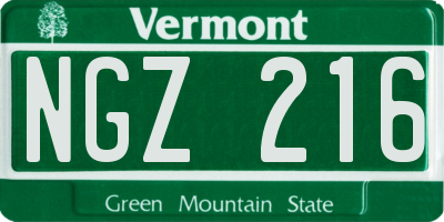 VT license plate NGZ216