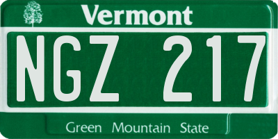 VT license plate NGZ217