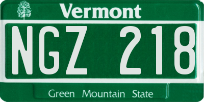 VT license plate NGZ218